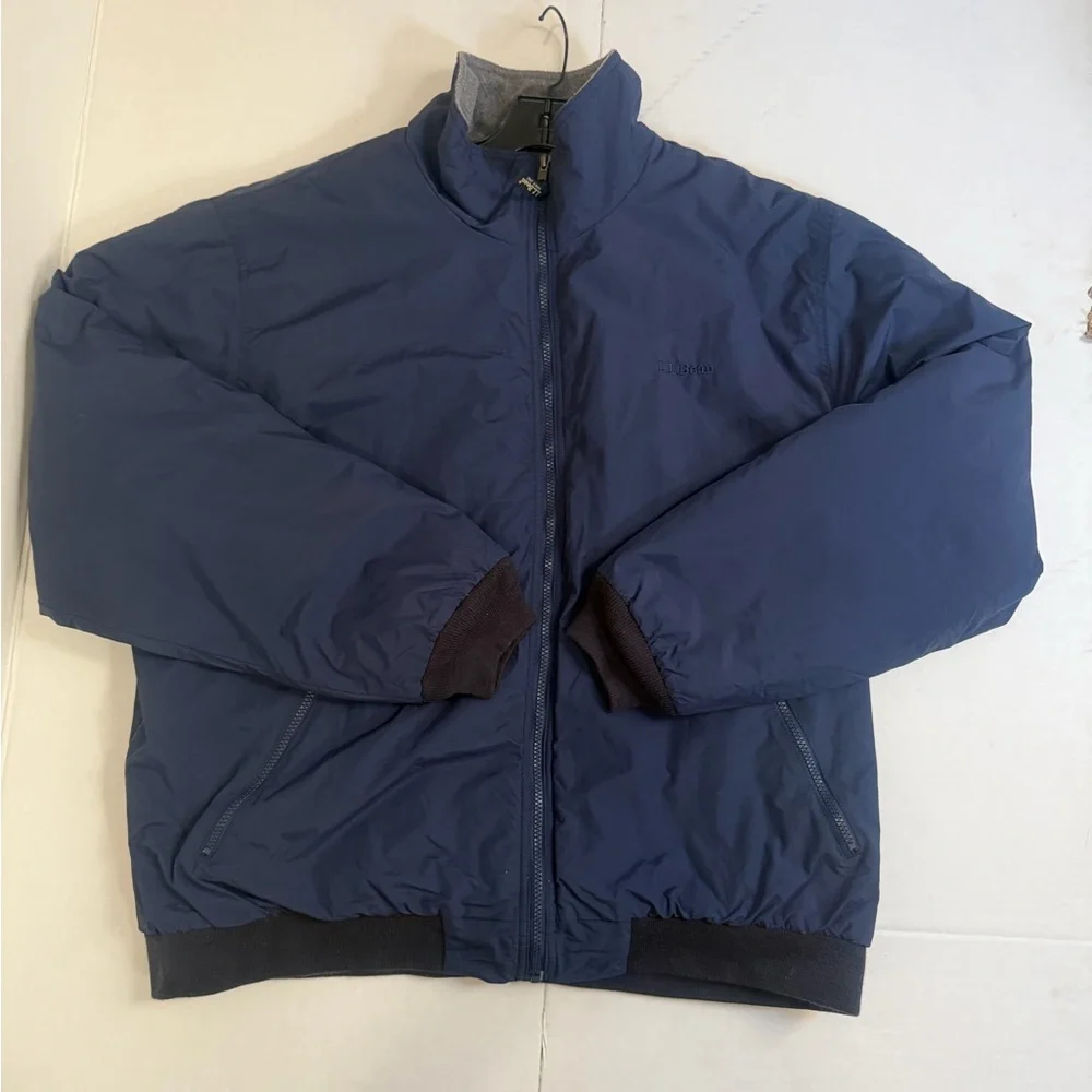 L.L Bean Warm Up Jacket Mens XXL Navy Fleece Lined 3M Thinsulate Coat